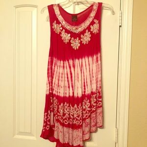 Hot pink & white dress/swimsuit coverup